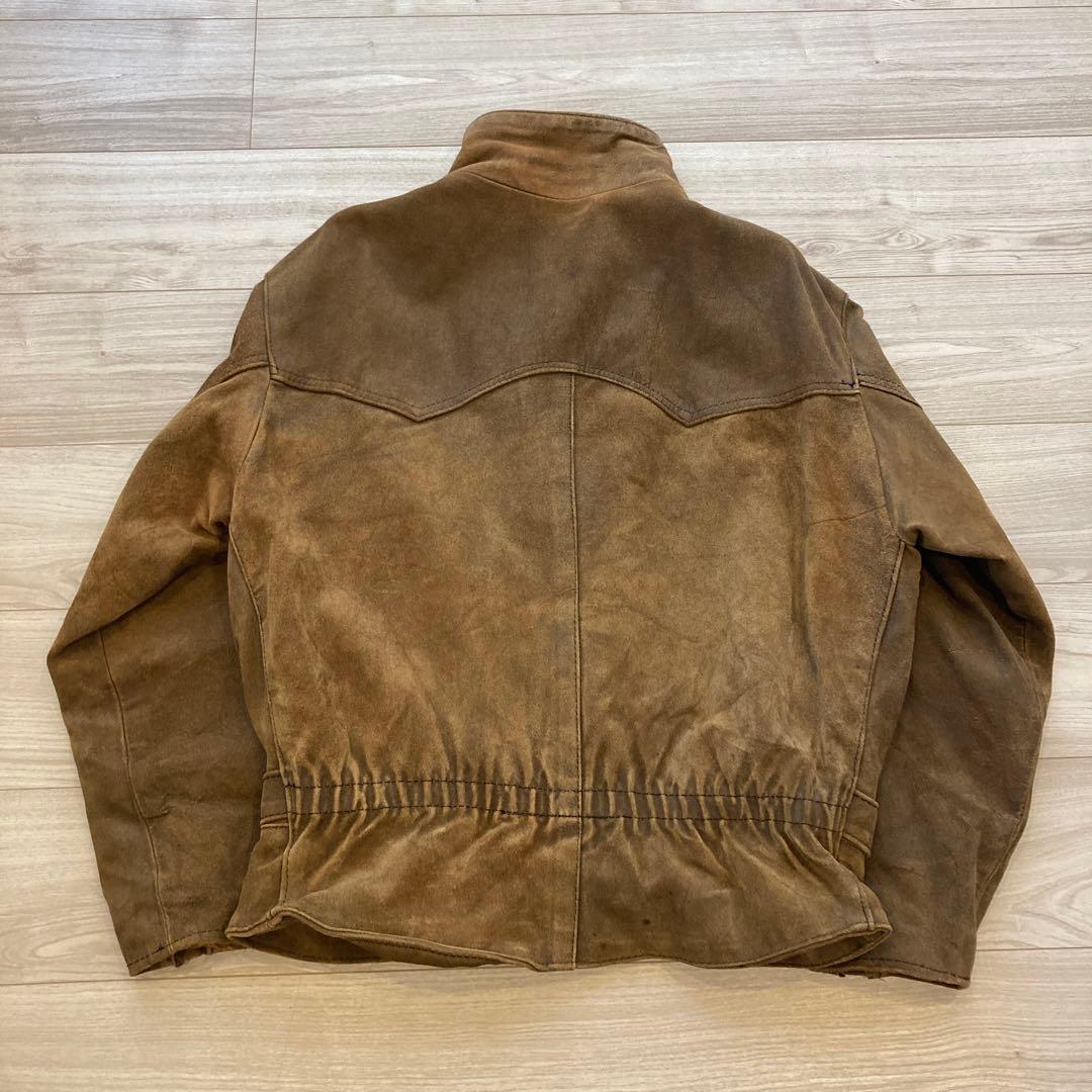 ライダース　スウェード　本革　バイシクルジャケット　ユーロ　アウンノン　80s