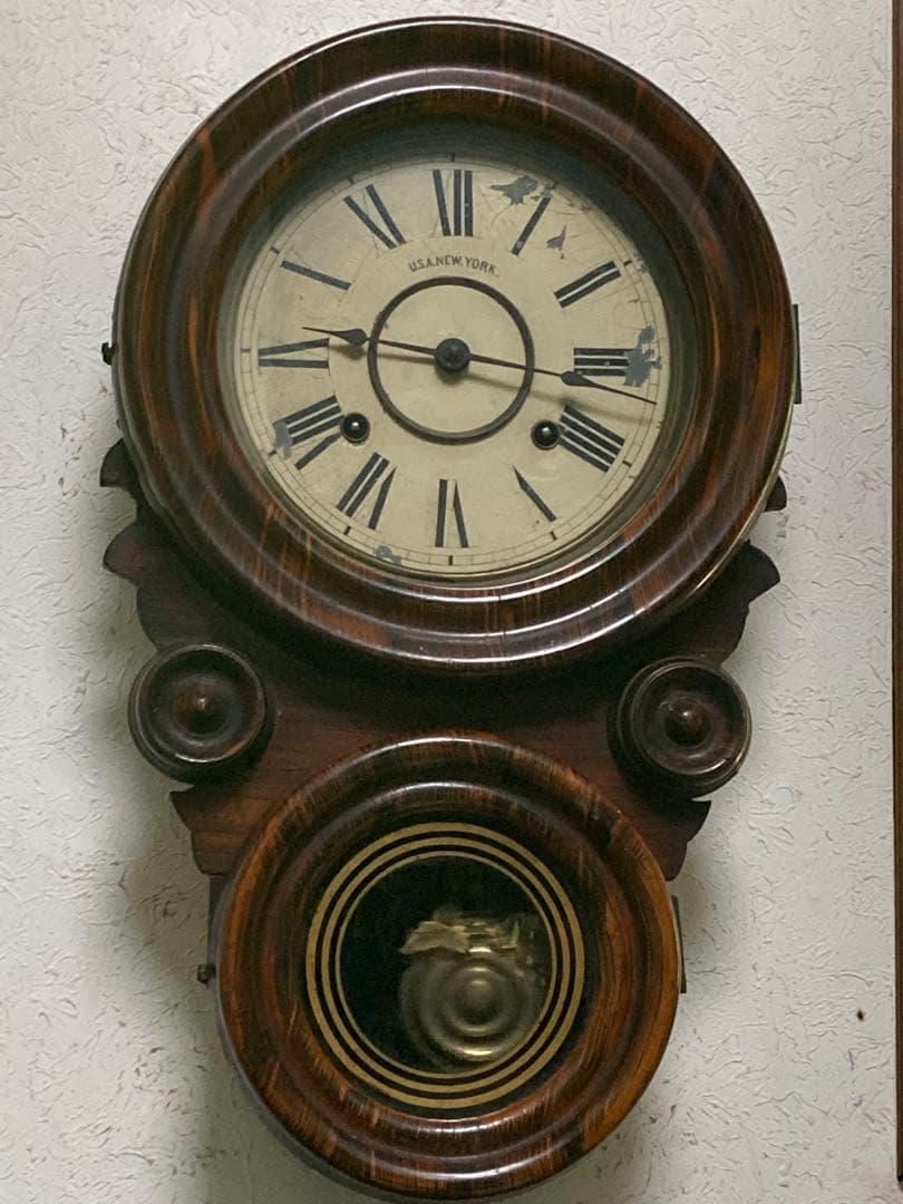 アンティークANSONIA 8日巻ダルマ柱時計 稼働中