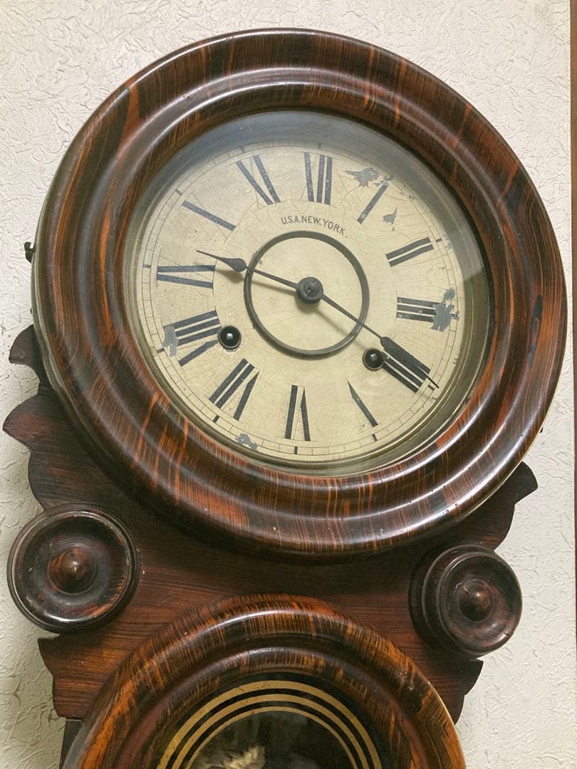 アンティークANSONIA 8日巻ダルマ柱時計 稼働中