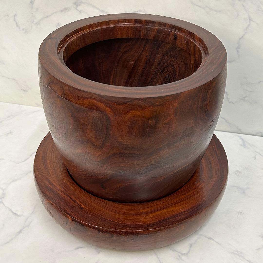 【高級花梨材】天然木 無垢 火鉢 台座つき 希少品