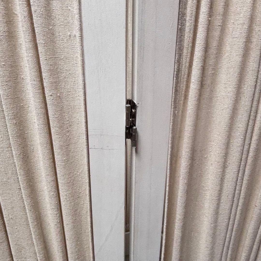 4連 パーテーション 木製 ホワイト 布張り スクリーン 間仕切り 折りたたみ式