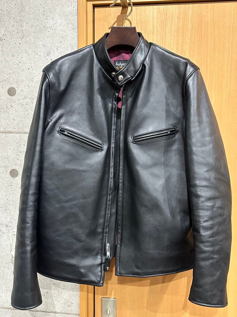 Schott シングルライダースジャケット 42 ブラック
