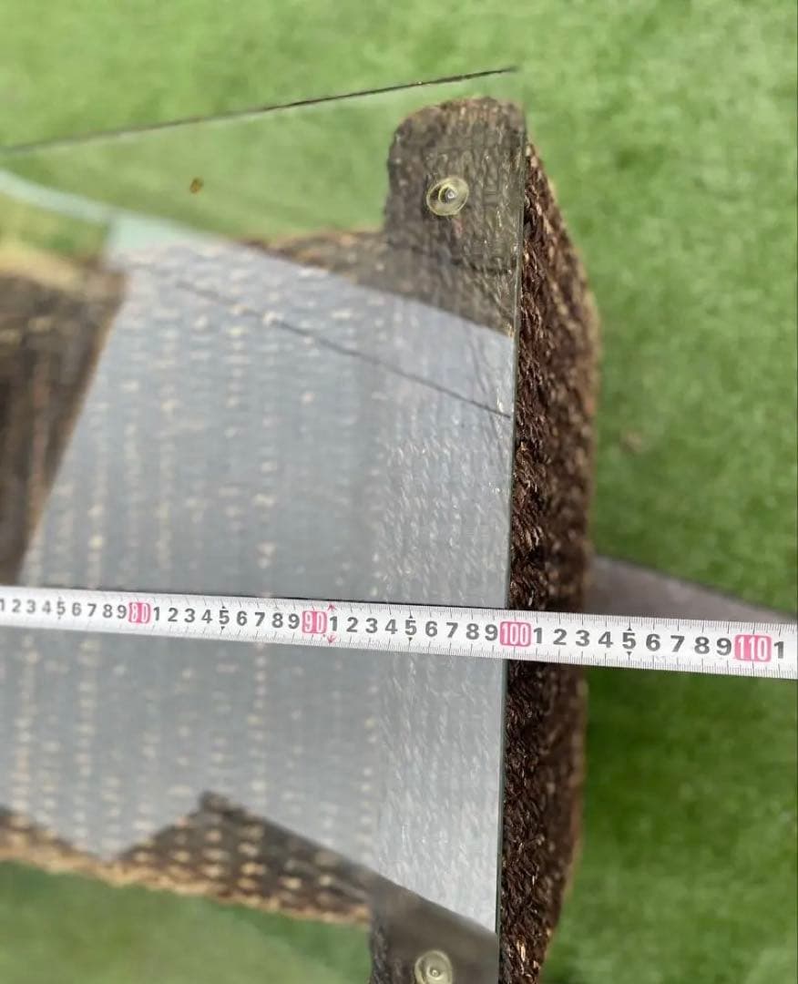 ⭐︎【良質】⭐︎アジアン家具　ダイニングガラステーブル　収納スペース付き