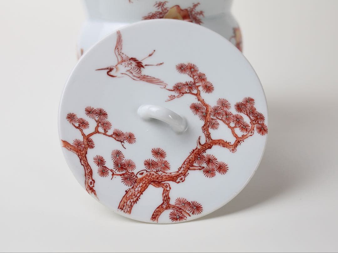 春峰 赤絵 細密唐子絵 水指 壺 茶道具 茶器