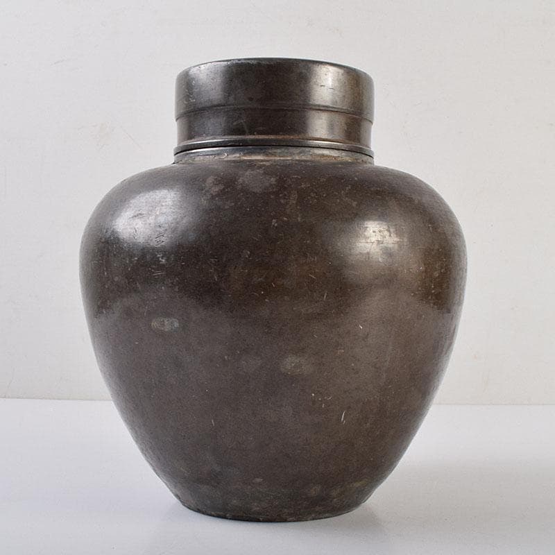 古錫　御錫屋天下一美作守造　大茶壷　茶心壷　 重さ約2296g　K　R9295