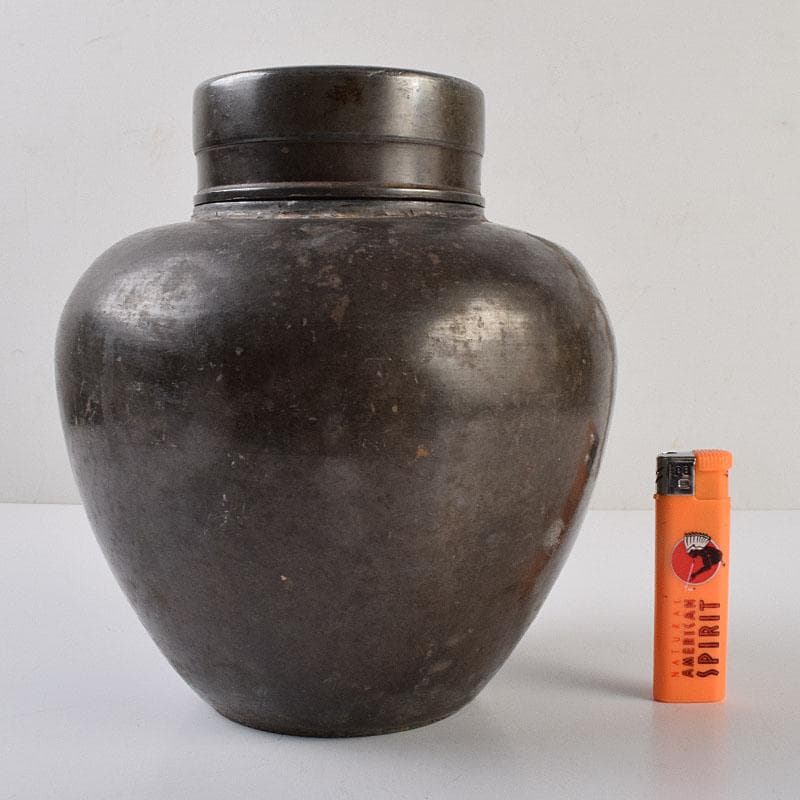 古錫　御錫屋天下一美作守造　大茶壷　茶心壷　 重さ約2296g　K　R9295