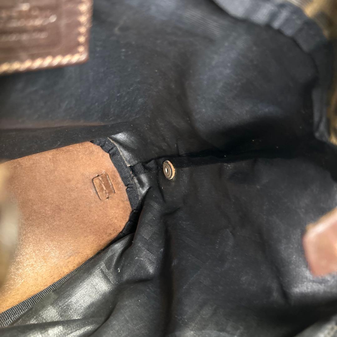 FENDI ズッカ　ロゴ　ハンドバッグ　FF ナイロン　レザー　ブラウン