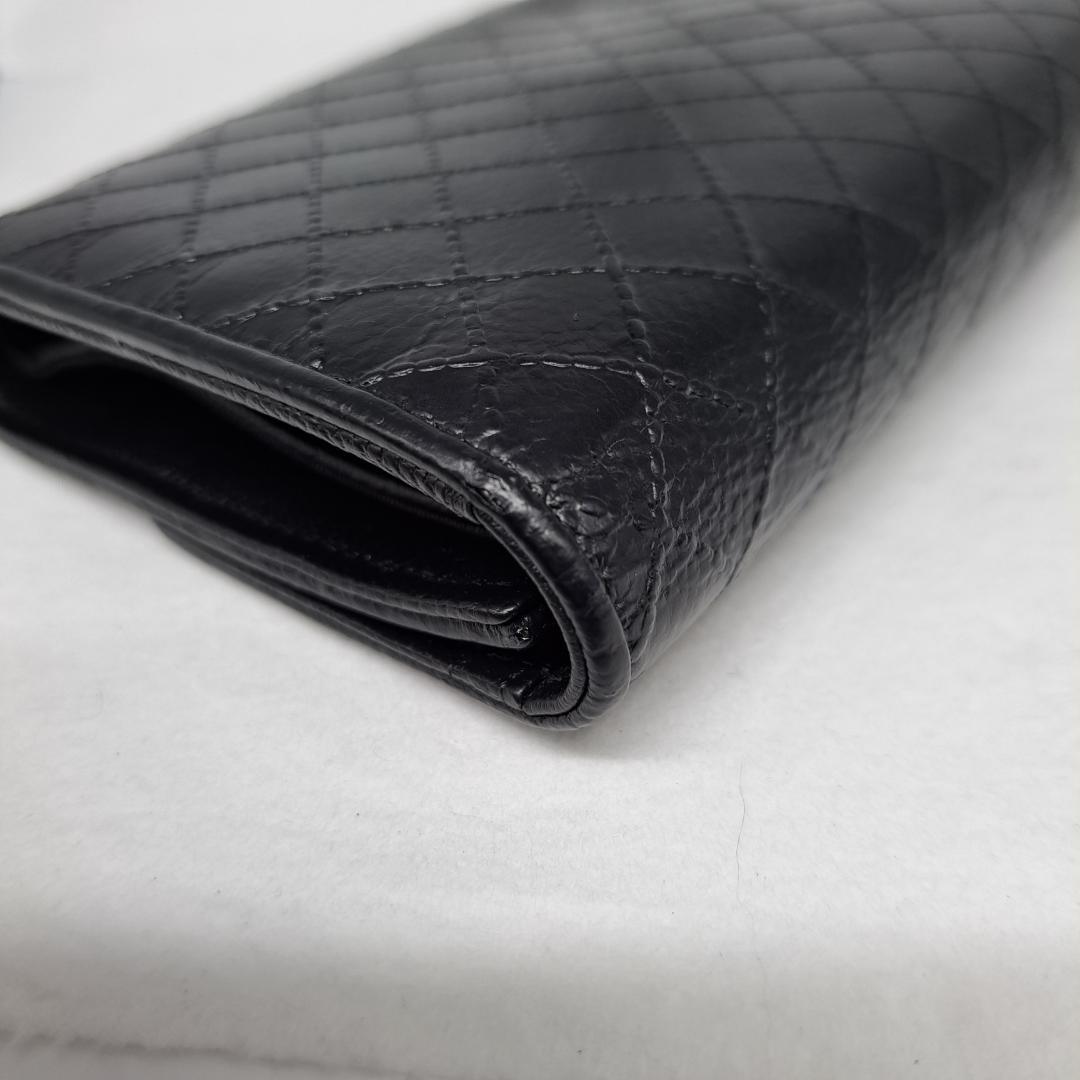 CHANEL　ワイルドステッチ　ブラック　三つ折り財布　長財布　財布