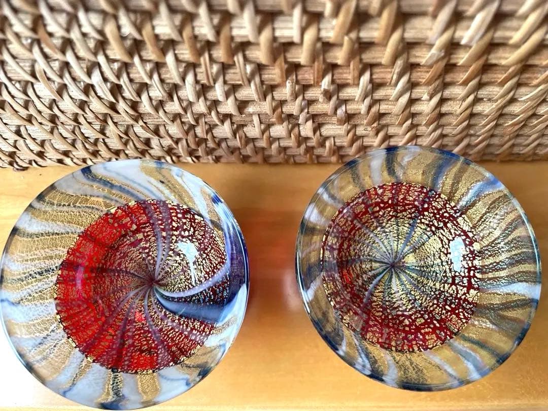 値下げ　希少ベネチアングラス　ワイン、日本酒　デカンタ+2グラス　セット　一点物