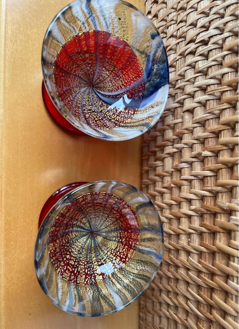 値下げ　希少ベネチアングラス　ワイン、日本酒　デカンタ+2グラス　セット　一点物