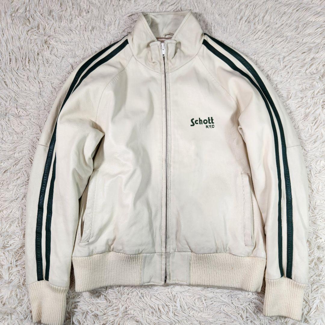 Schott ショット シングルライダース サイドライン ロゴ刺繍 ラムレザー