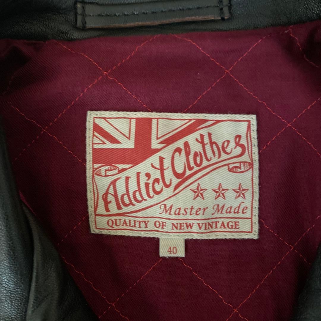 Addict Clothes レザーシングルライダースジャケット、サイズ40