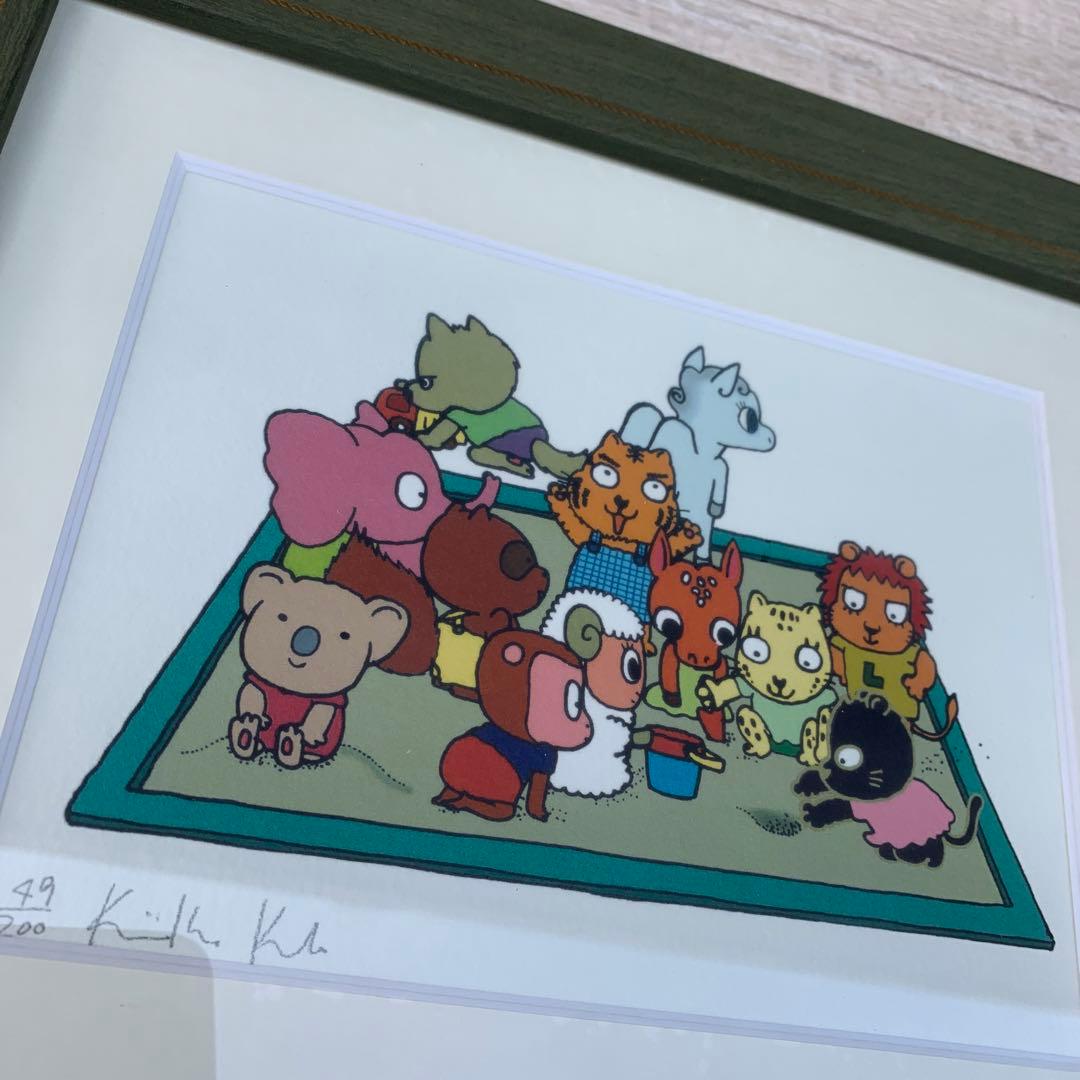 玖保キリコ　リトグラフ　額縁　動物