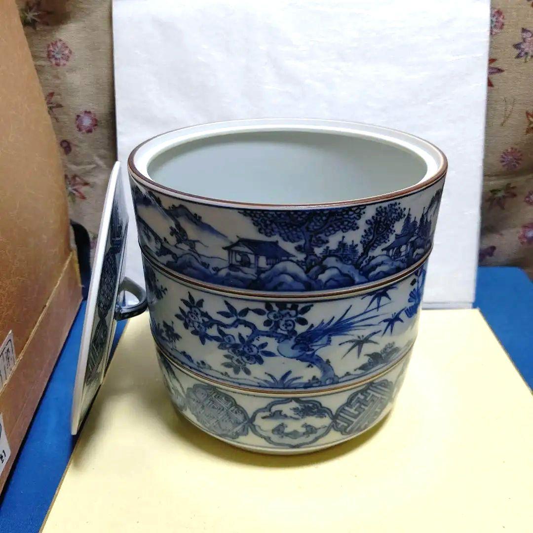 水指、染付、曽根幸風作、ほり23番