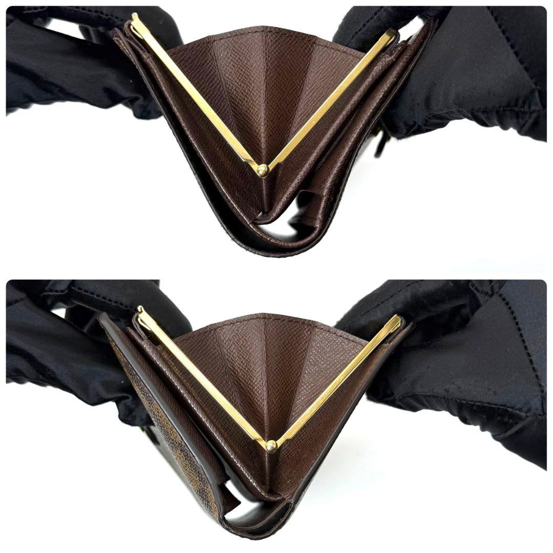 良品. ルイヴィトン ダミエ エベヌ ポルトモネ ビエ ヴィエノワ 財布 がま口