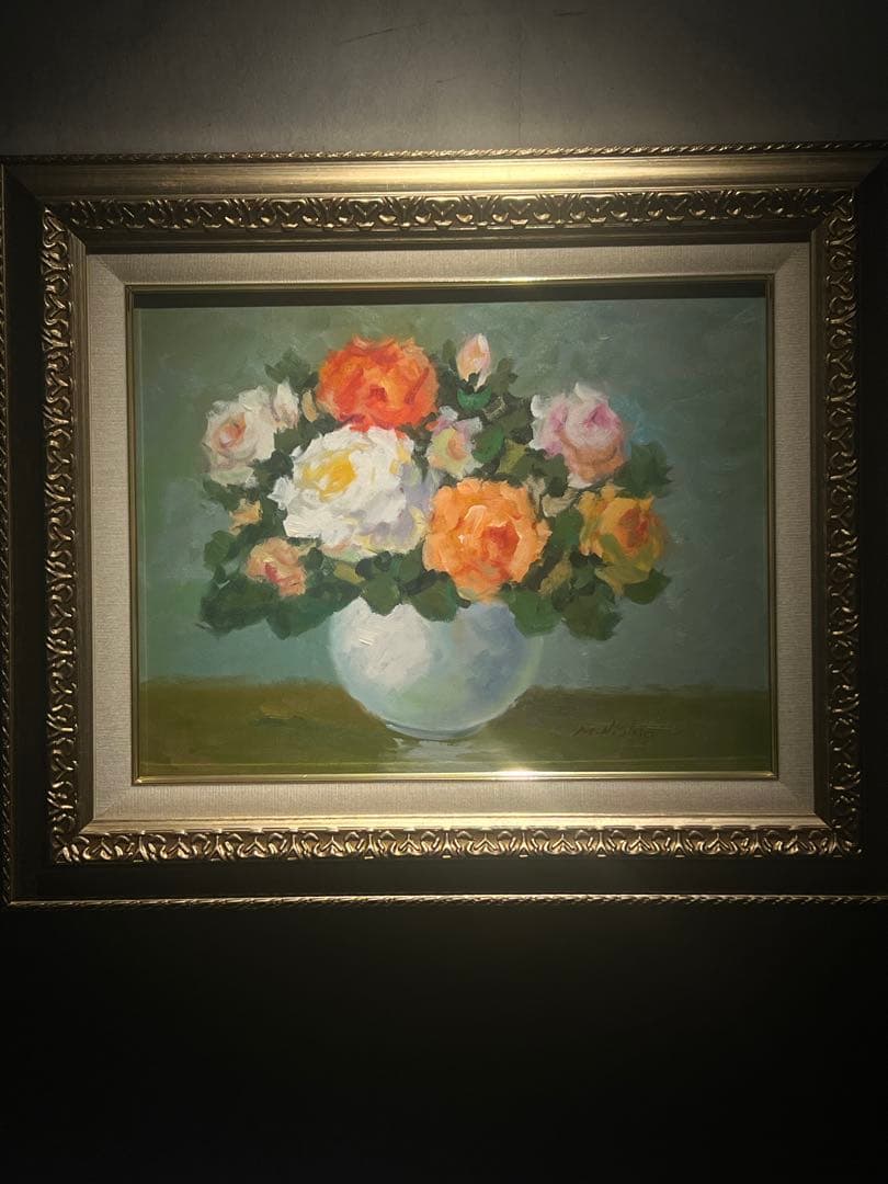 印象派　肉筆画　【薔薇】直筆さいんあり