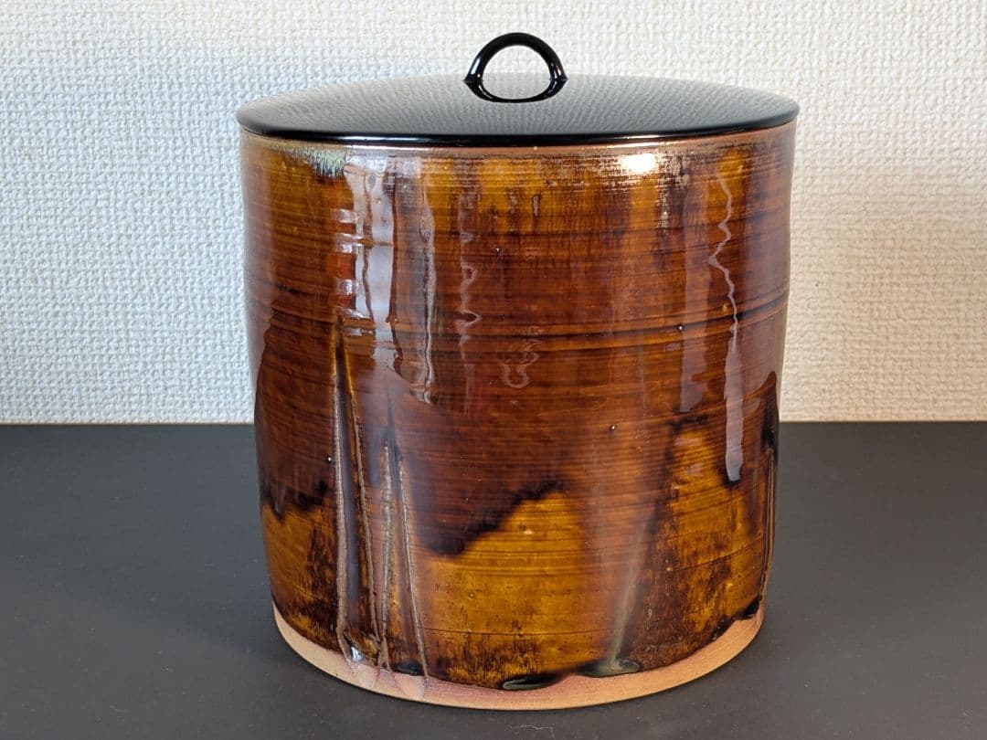 【別作】高取焼　十四代亀井味楽　高取耳付茶入　水指　セット