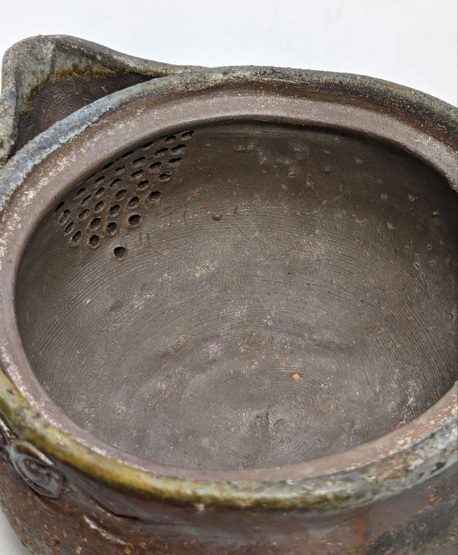 藤原宏 備前焼 猿摘宝瓶 共箱黄布栞 煎茶道具 煎茶器 泡瓶 食器 工芸品 桟切