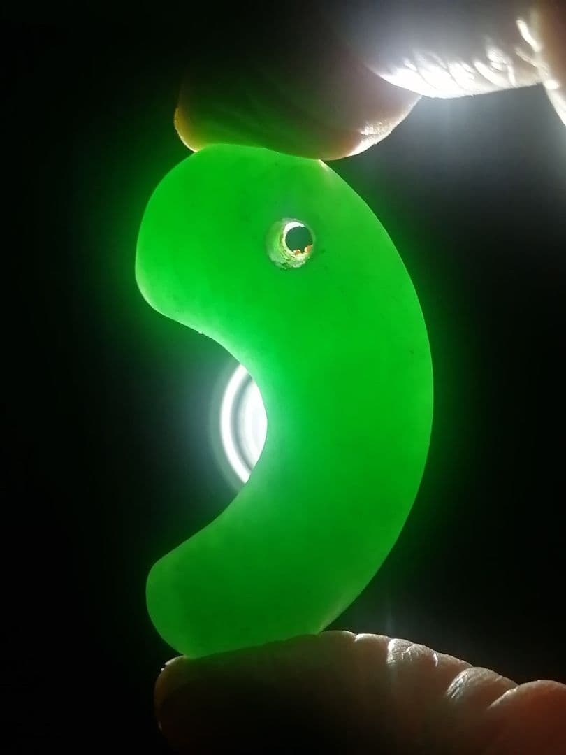 ★【Meron Cc】古墳期『糸魚川翡翠勾玉』出土品。4.8cm超琅玕翡翠