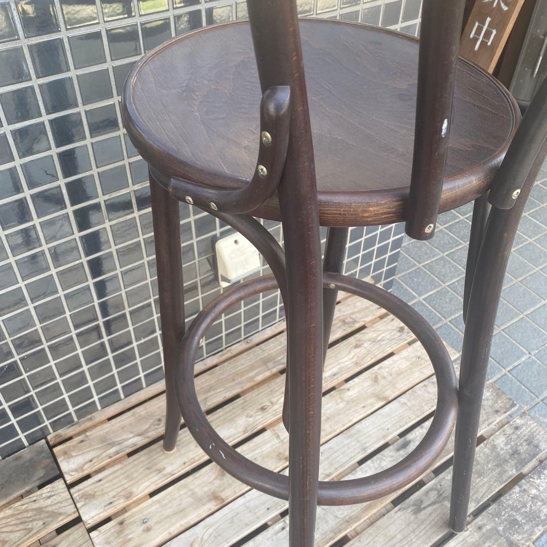 ミッドセンチュリー ヴィンテージ ウッドカウンターチェア 型押し