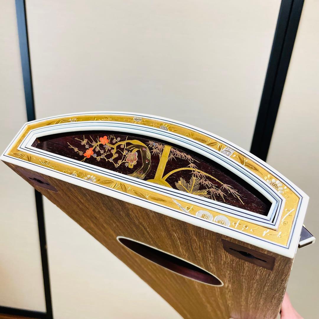十三弦　高級琴　金蒔絵　お箏　綾杉彫り　梅樹　青貝螺鈿　豪華装飾