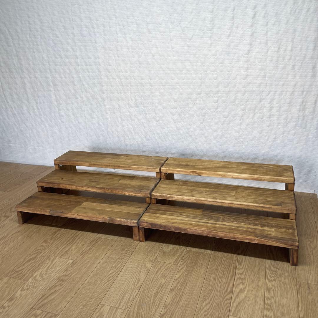 【6点セット】ディスプレイ台 折りたたみコの字ラック ダークウォルナット