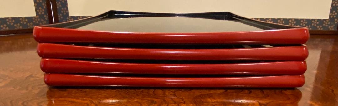 輪島塗　卓上膳　四客　龍作　天然木　共箱　M246