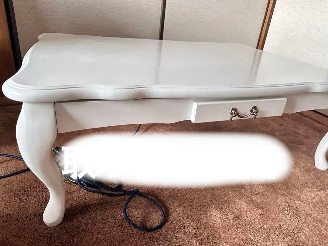 ホワイト電気こたつ 引き出し付き