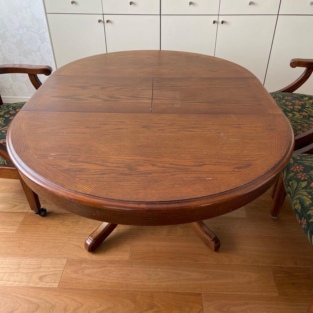 三越家具　カントリーハウス　木製円形テーブル　伸長式