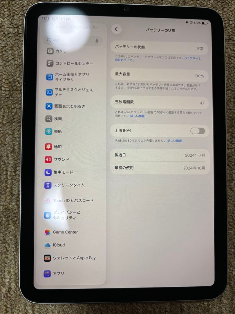 iPad mini 第7世代 (A17Pro)Wi-Fi 128GB