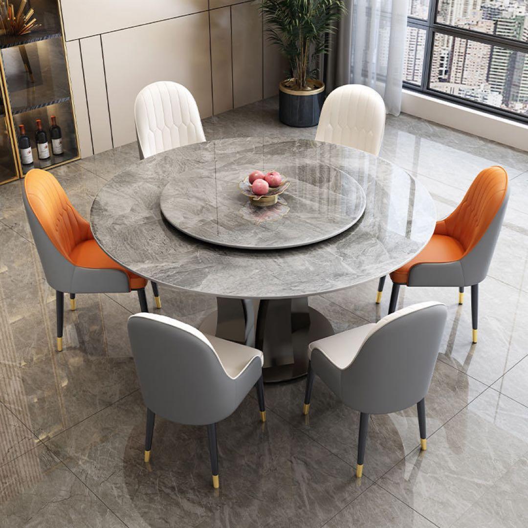 ダイニングセットテーブル150cm＋チェア6脚&ターンテーブル