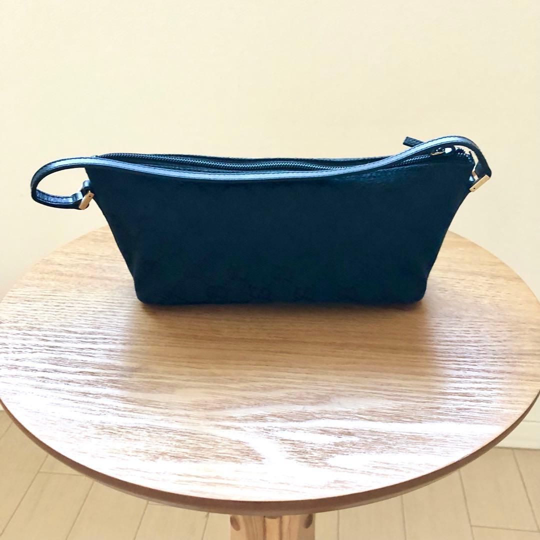 GUCCI グッチ アクセサリーポーチ パーティーバッグ GG柄キャンバス 黒