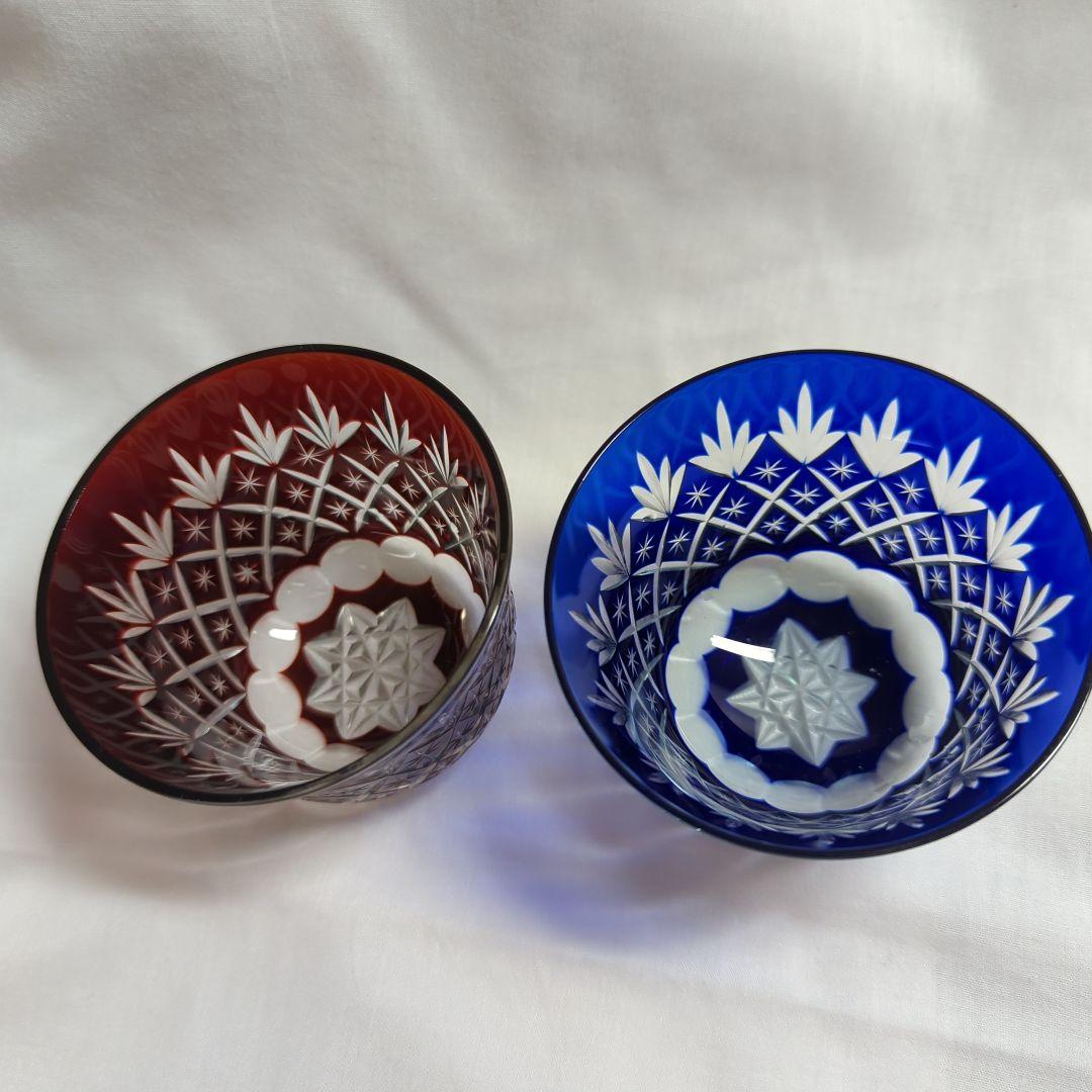 赤と青の江戸切子グラスセット