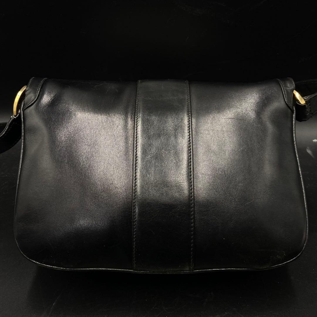 オールドグッチ ショルダーバック インターロッキング ロゴ ブラック レザー