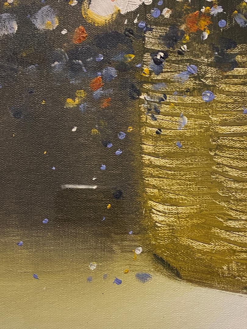 「真作」平山講平「黄色い花」静物画　油彩画　額装　サイン有り　F20号