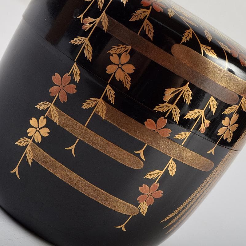 茶道具　山中塗　中村宗悦作　柳桜蒔絵　大棗　共箱　V　R9519