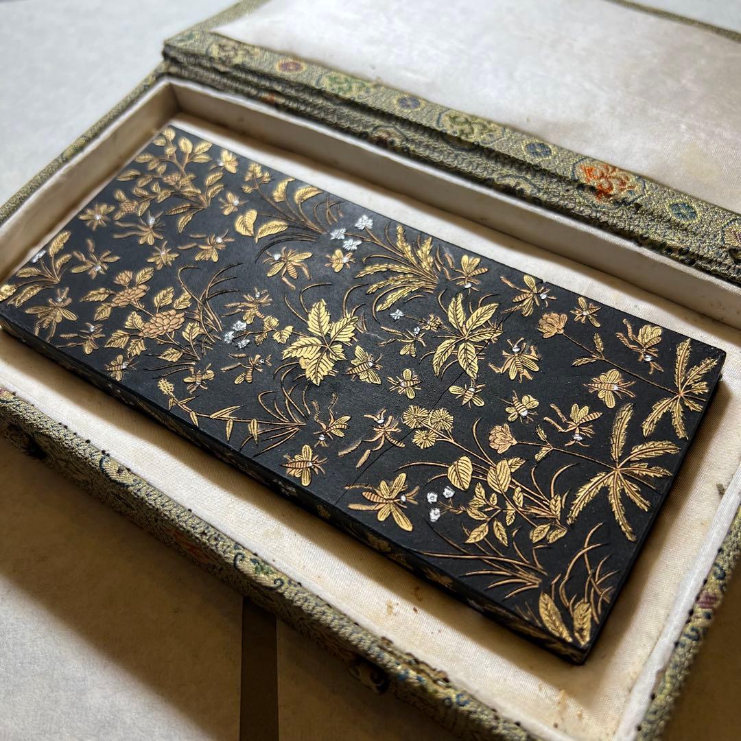 「螽斯羽古墨」徽州老胡開文製　ヒビ？直し有り