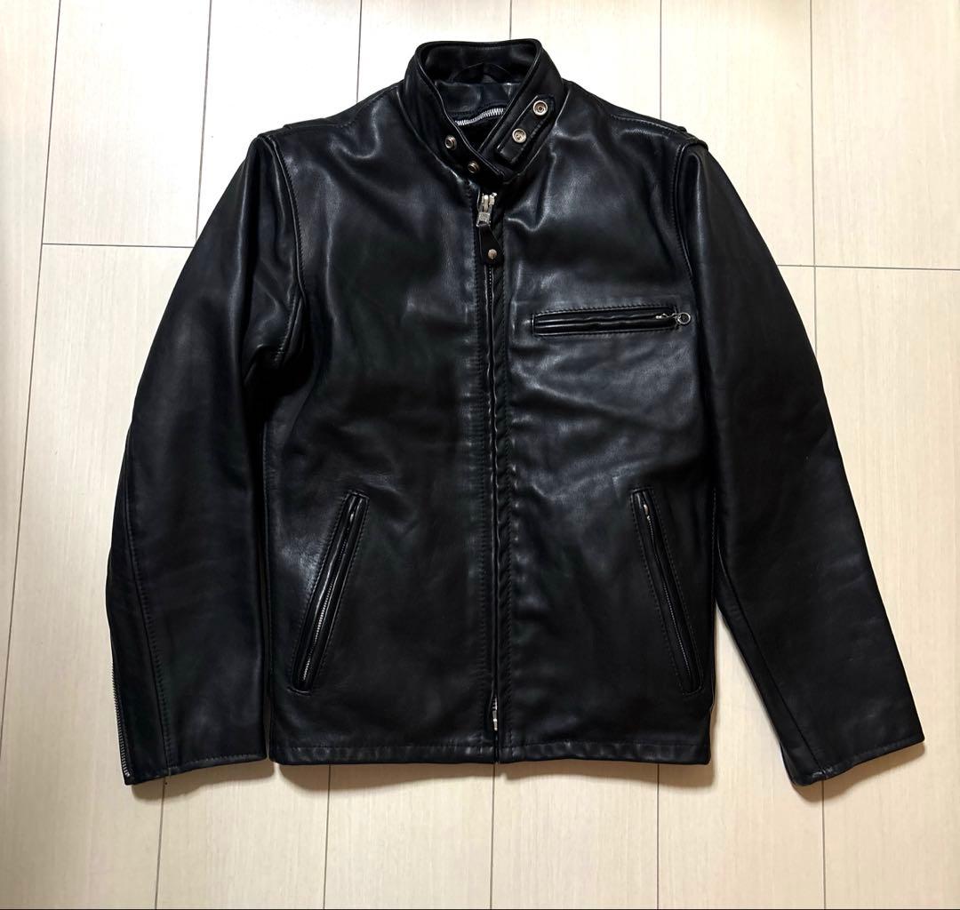 美品 SCHOOT ボアライナー付き レザー シングルライダース ブラック 34