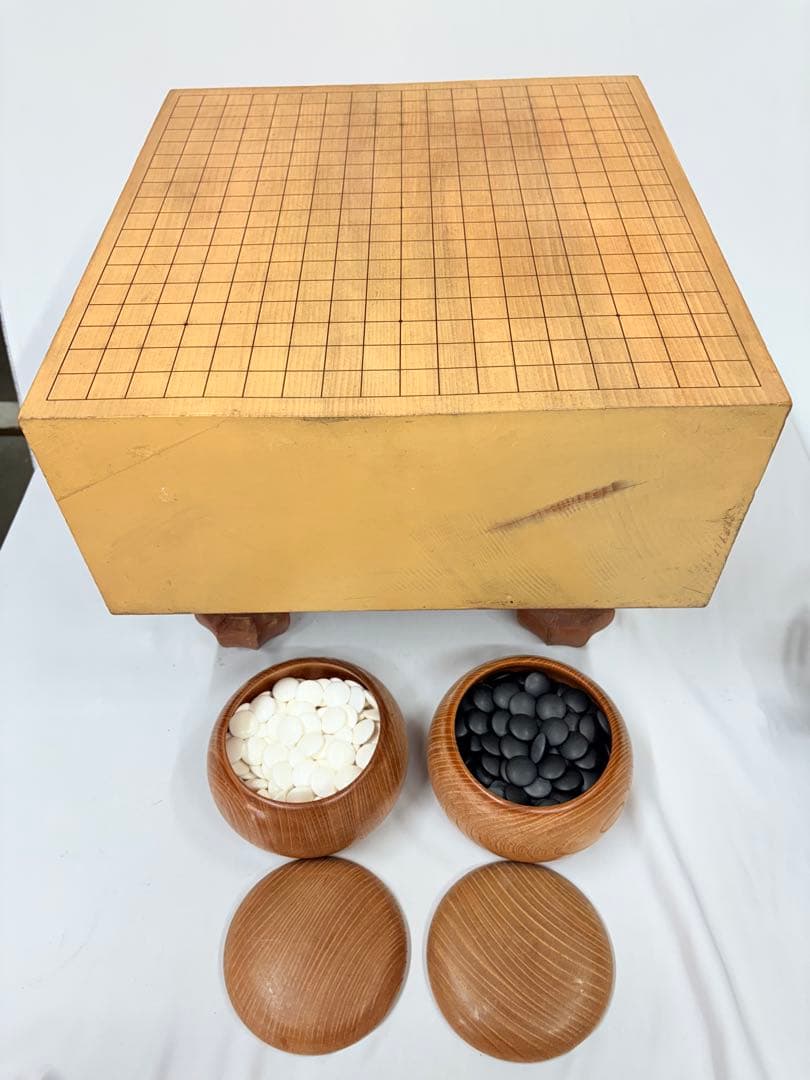 碁盤 碁石付き 希少 囲碁 碁石 本蛤碁石 碁盤セット　19.5kg