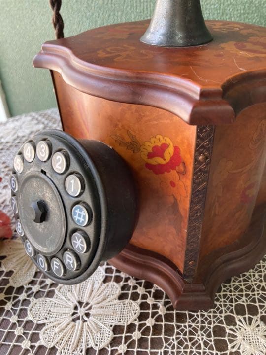 イタリア製 テレフォン 電話機 象嵌細工 インテリア ビンテージ アンティーク