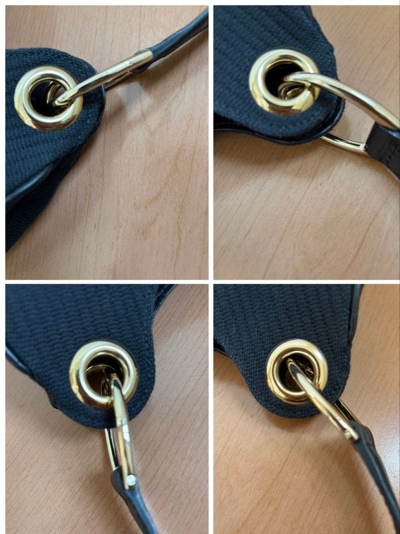 GUCCI ワンショルダー　キャンバス　シマレザー　ショルダーバッグ　ブラック