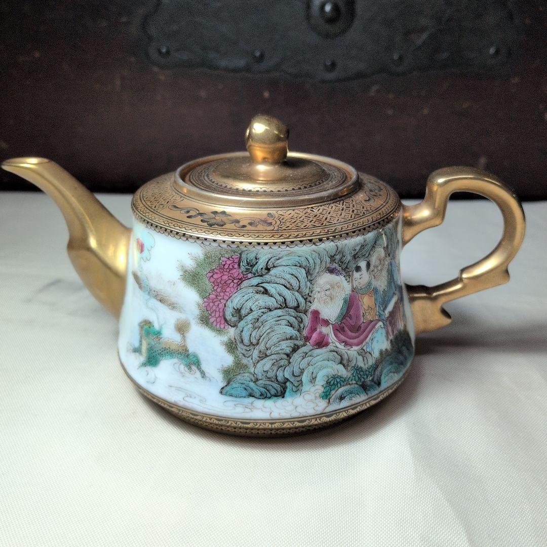 中国美術　乾隆年製　粉彩　急須　ティーポット　茶道具