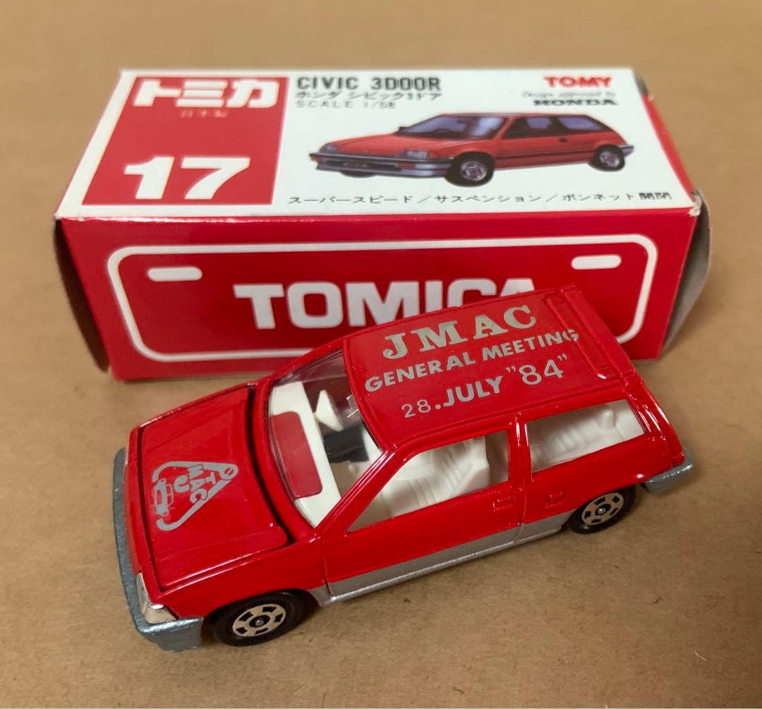 赤箱　トミカ17　JMAC特注　ホンダ シビック3ドア　日本製　レッド×銀タンポ