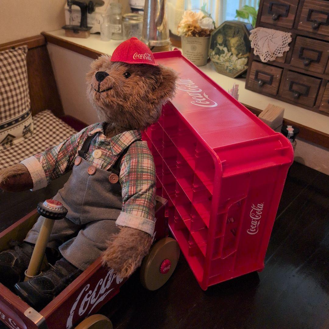 コカ・コーラオリジナルテディベア　木製カート付き