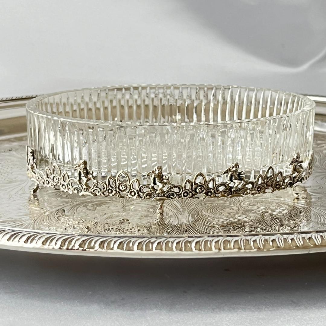 【ALBO】【純銀 / ガラス】天使と薔薇 オーバルのオーナメント 16.5cm