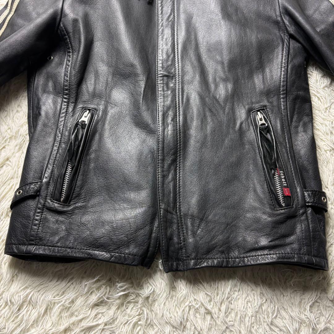 ショット シングル ライダース レザージャケット クラシックレーサー 黒　M