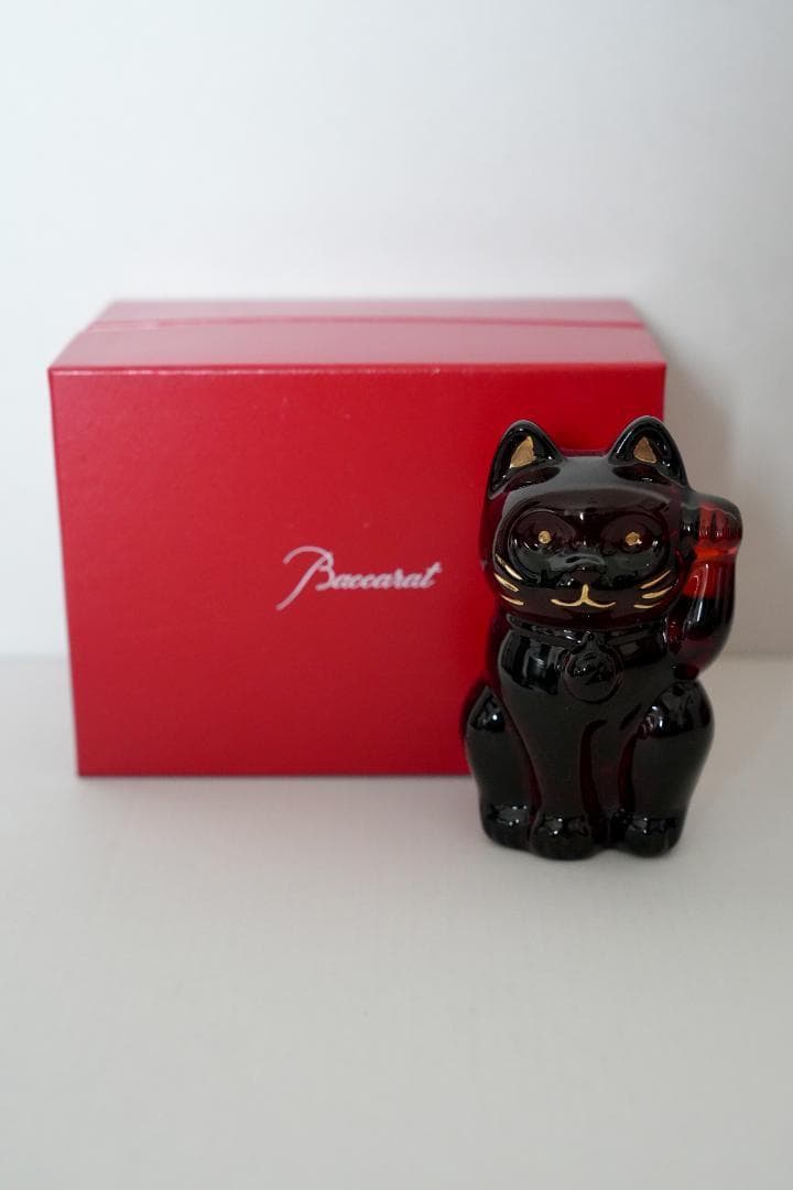 美品【バカラ まねき猫 レッド】箱付き 希少品 クリスタル
