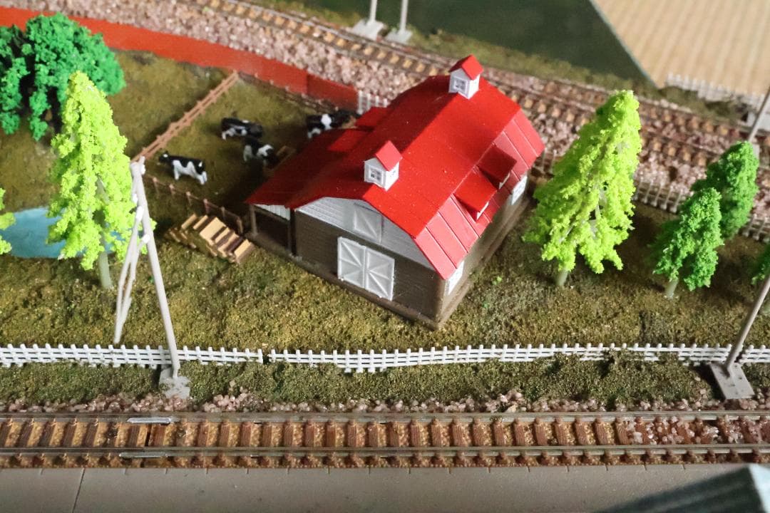 Nゲージ自作ジオラマ　トミックス線路　田舎の駅、風景　複線走行可