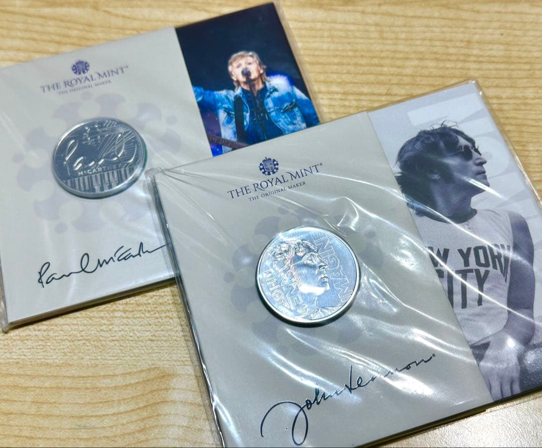 ジョンレノン＆ポールマッカートニー英国記念限定5ポンド友情SETビートルズ