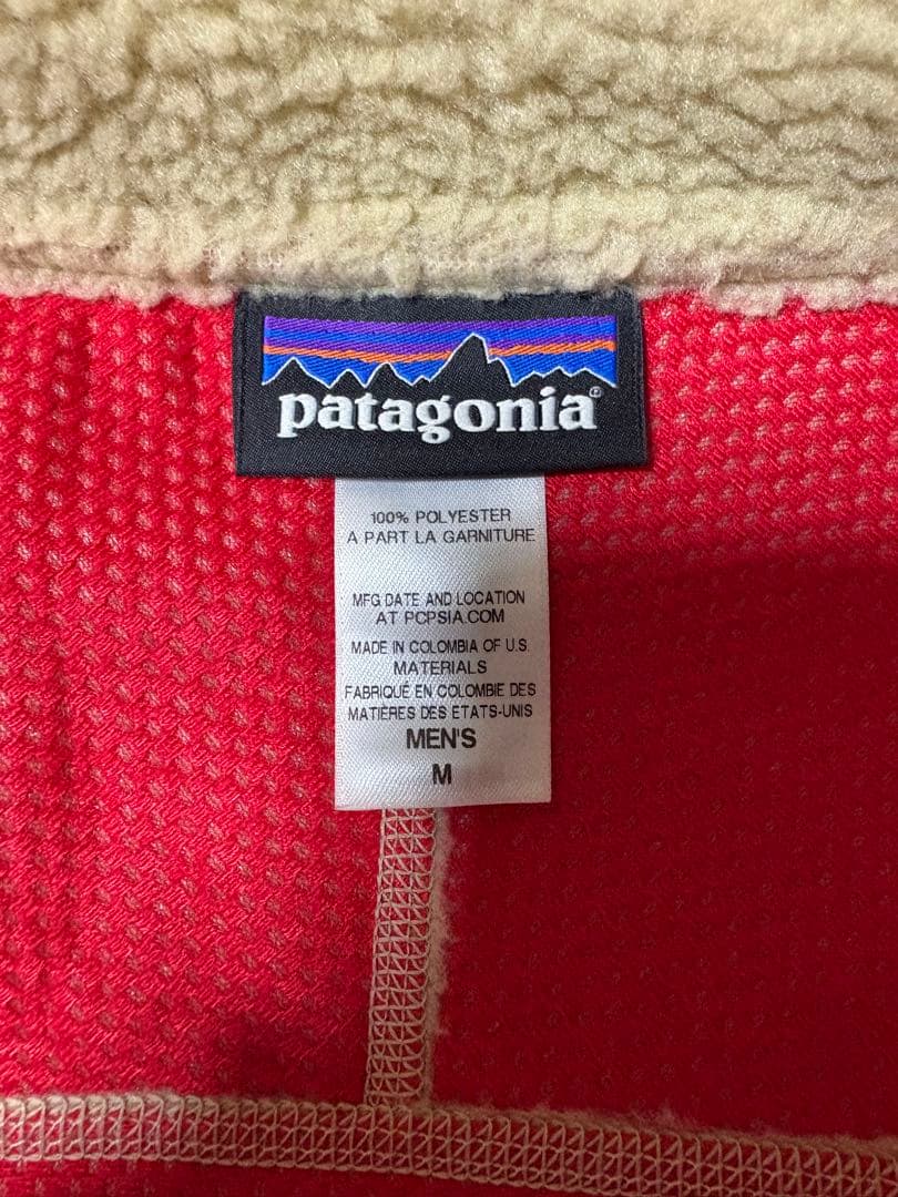patagonia フリースベスト Mサイズ ベージュ/パープル